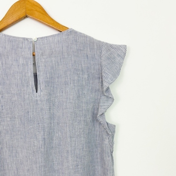 Cynthia Rowley 100% Linen Striped Flutter Sleeve Beachy Shift Dress Size Medium - Picture 11 of 14